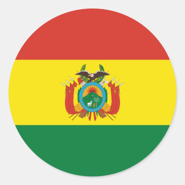 Bolivian Flag, Flag of Bolivia Classic Round Sticker (Front)