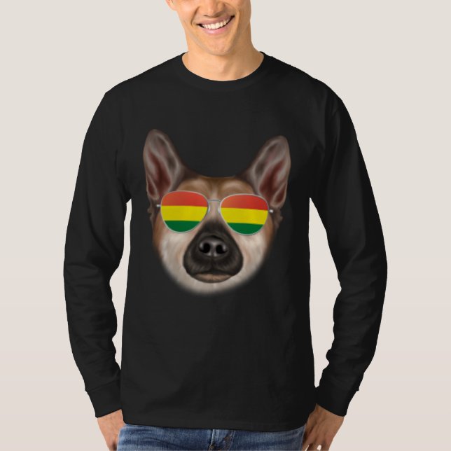 Bolivian Flag Norwegian Buhund Dog Bolivia Pocket T-Shirt (Front)