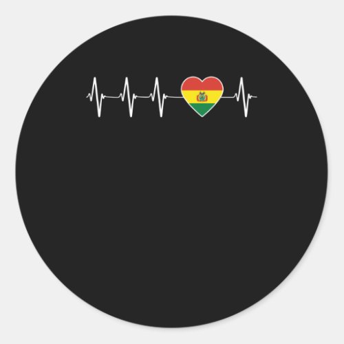 Bolivian Heartbeat I Love Bolivia Flag Heart Pride Classic Round Sticker