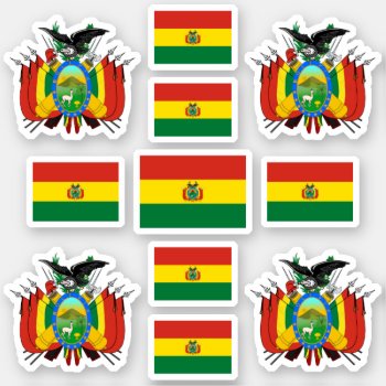 Bolivian State Symbols / Coat Of Arms And Flag Sticker by maxiharmony at Zazzle