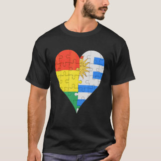 Bolivian Uraguyan Flag Heart T-Shirt