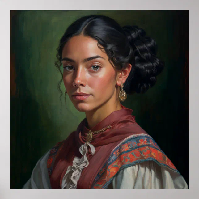Bolivian Woman Portrait Oil Painting Poster Zazzle