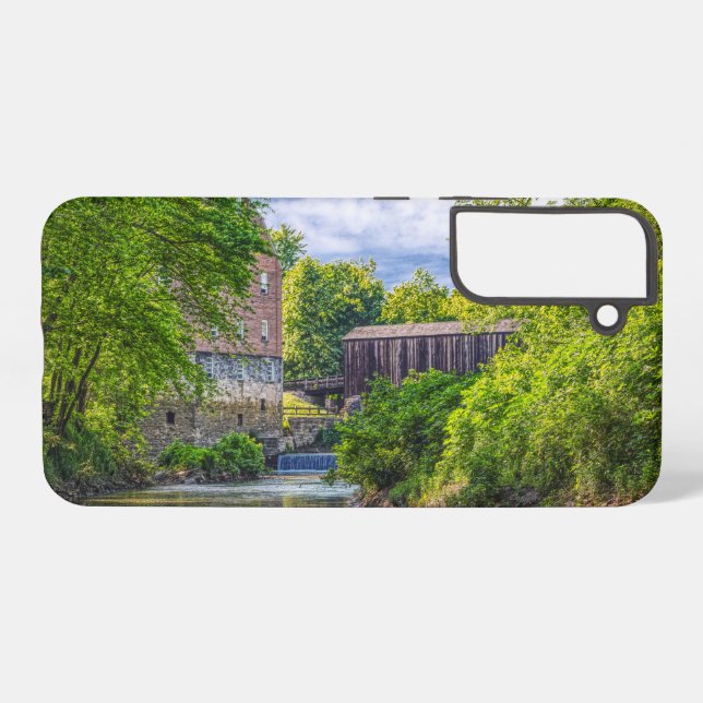 Bollinger Mill And Burfordville Covered Bridge Samsung Galaxy Case (Back Horizontal)