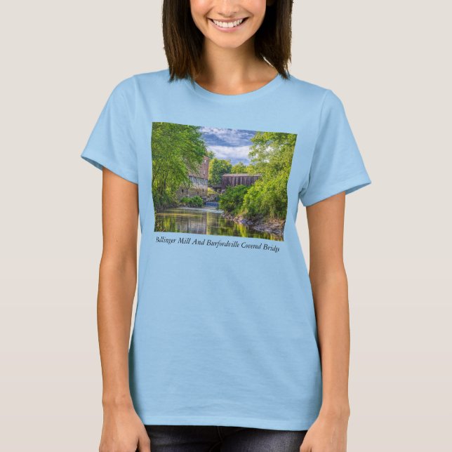 Bollinger Mill And Burfordville Covered Bridge T-Shirt (Front)