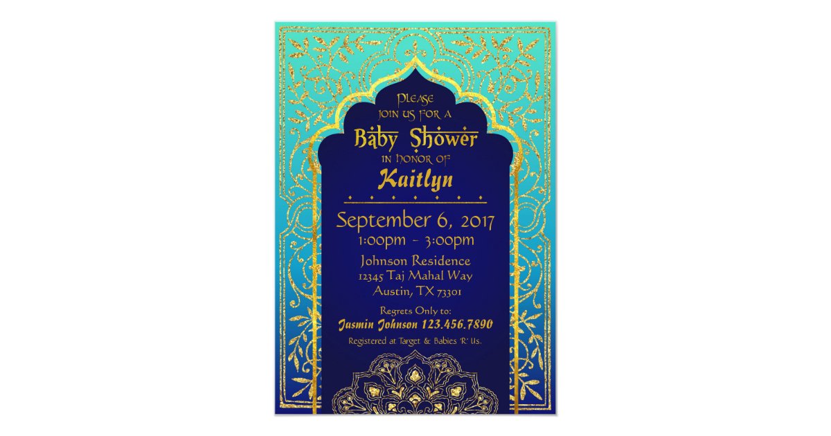 Bollywood Arabian Nights Baby Shower Invitation Zazzle Com