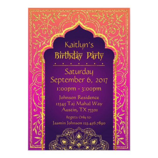 Bollywood Arabian Nights Birthday Invitation Card | Zazzle.com