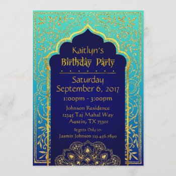 Bollywood Arabian Nights Birthday Invitation Card by NouDesigns at Zazzle