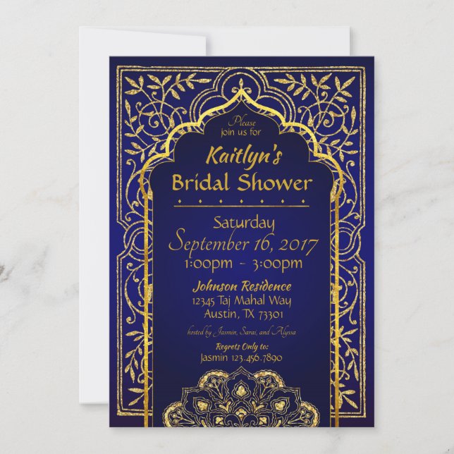 Bollywood Arabian Nights Bridal Shower Invitation (Front)