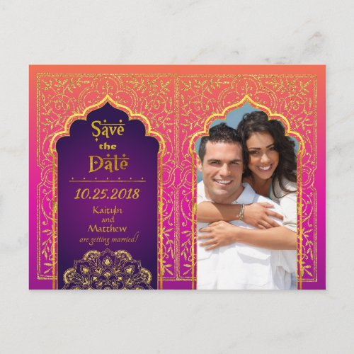 Bollywood Arabian Nights Save the Date Announcement Postcard
