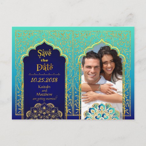 Bollywood Arabian Nights Save the Date Announcement Postcard