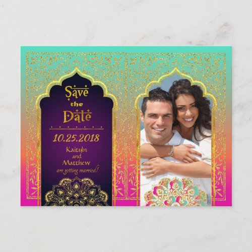 Bollywood Arabian Nights Save the Date Announcement Postcard