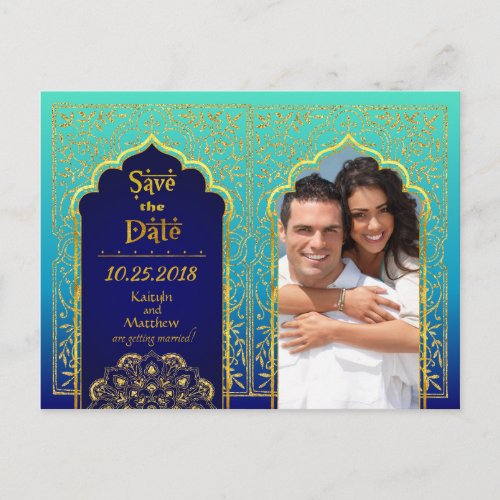 Bollywood Arabian Nights Save the Date Announcement Postcard