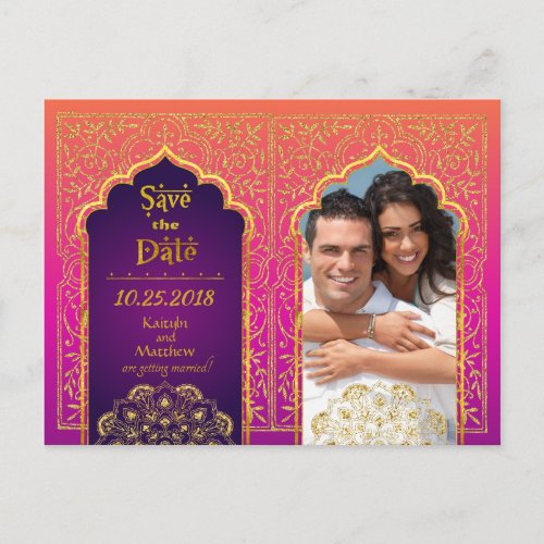 Bollywood Arabian Nights Save the Date Announcement Postcard