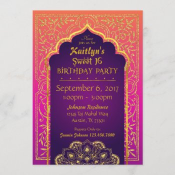 Bollywood Arabian Nights Sweet Sixteen Birthday Invitation by NouDesigns at Zazzle