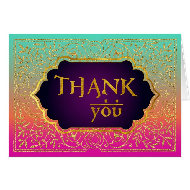Bollywood Arabian Nights Thank You Note Card (Front Horizontal)