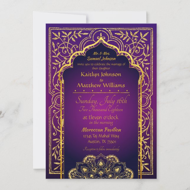 Bollywood Arabian Nights Wedding Invitation (Front)