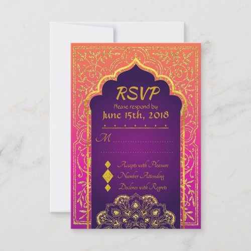 Bollywood Arabian Nights Wedding RSVP Card