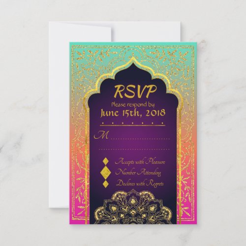 Bollywood Arabian Nights Wedding RSVP Card