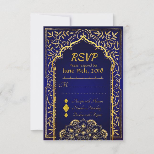 Bollywood Arabian Nights Wedding RSVP Card (Front)