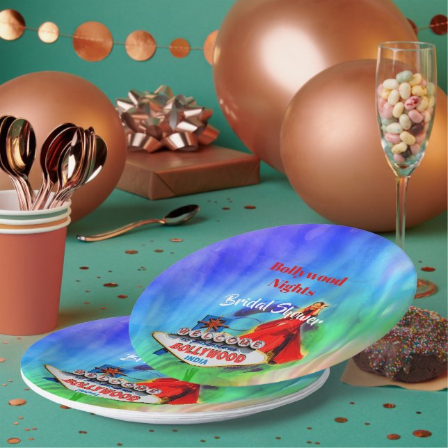 Bollywood Birthday Indian Colorful Party Paper Plates (Multi)