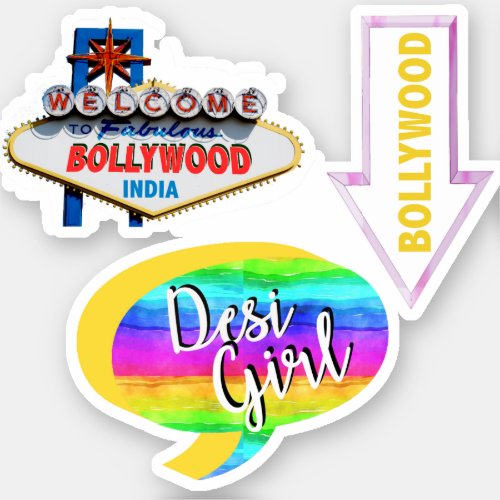 Bollywood Indian Film Colorful Fun Desi Girl Sticker