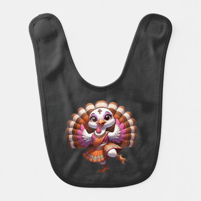 bollywood thanksgiving turkey design baby bib (Front)