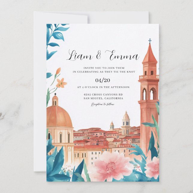 Bologna Arcad City landscape Wedding Invitation (Front)