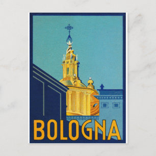Bologna, city buildings, Italy, vintage travel Postcard