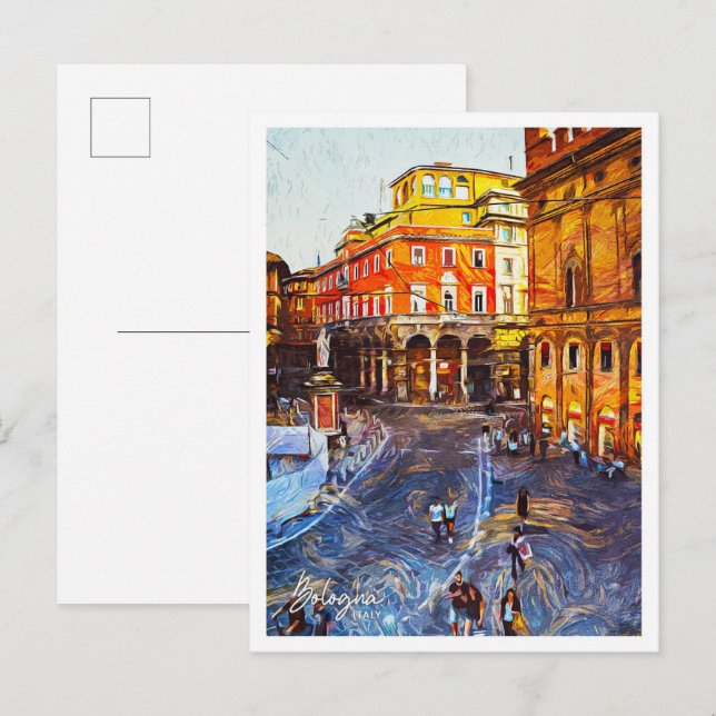 Bologna Italy Beautiful Oil Paint City Postcard (Front/Back)