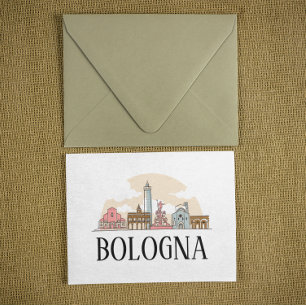 Bologna Italy City Silhouette Vintage Travel Postcard