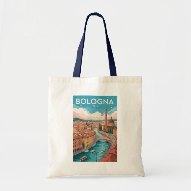 Bologna Italy Illustration Travel Art Vintage Tote Bag (Front)