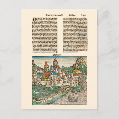 Bologna Italy Nuremberg Chronicle Medieval Book Postcard