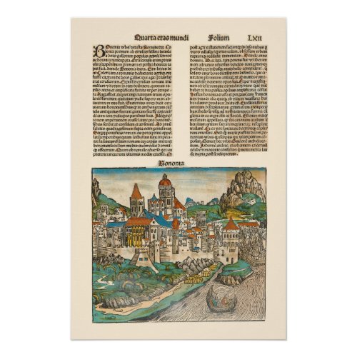 Bologna Italy Nuremberg Chronicle Medieval Book Poster