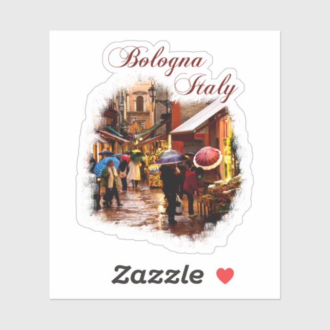 Bologna, Italy: Shopping in the Rain Sticker (Sheet)