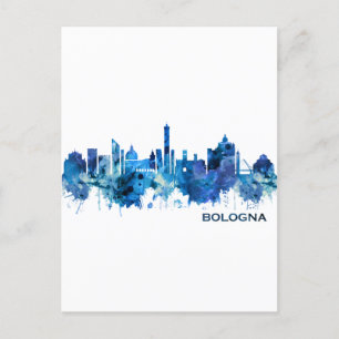 Bologna Italy Skyline Blue Holiday Postcard