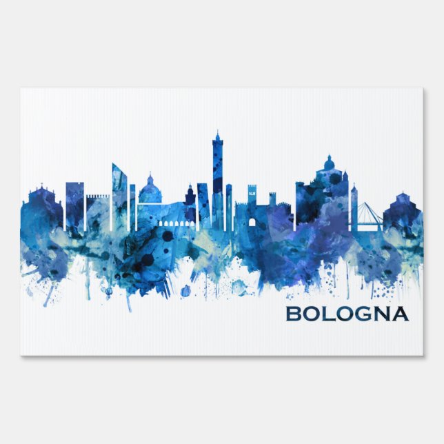 Bologna Italy Skyline Blue Sign (Front)