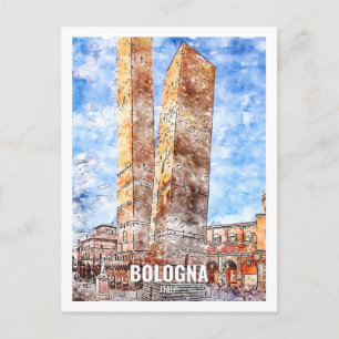 Bologna Italy Travel Place Watercolor Postcard