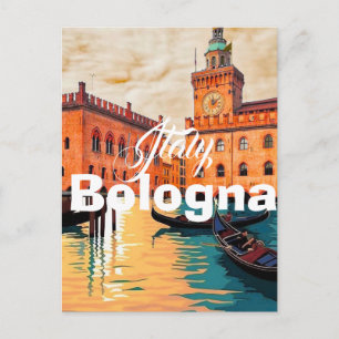 Bologna Italy Travel Postcard, Bologna Travel Art Postcard