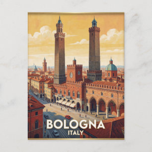 Bologna Italy Two Towers Travel Scene 🏛️ Postcard