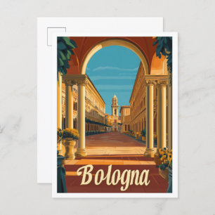 Bologna Italy Vintage Travel Illustration Postcard