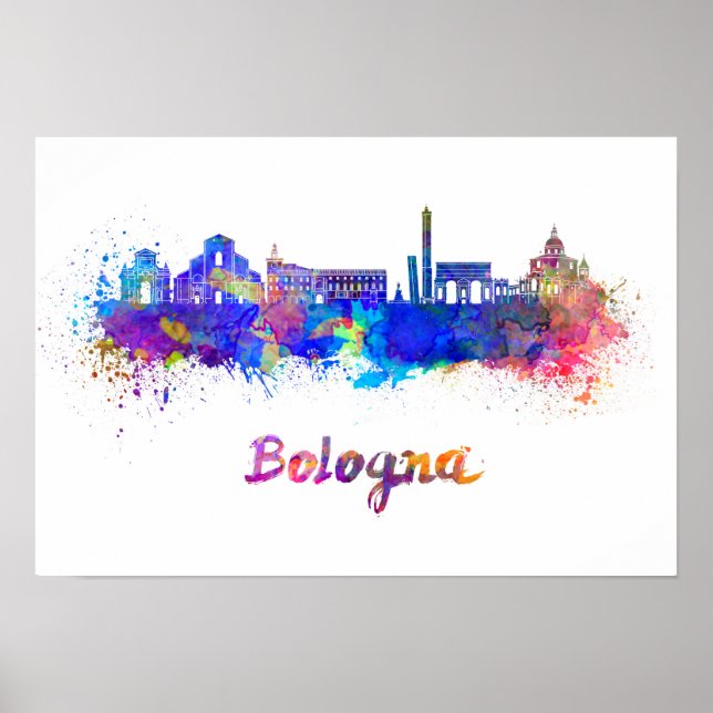 Bologna skyline in watercolor poster (Front)