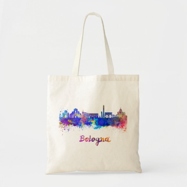 Bologna skyline in watercolor tote bag (Front)