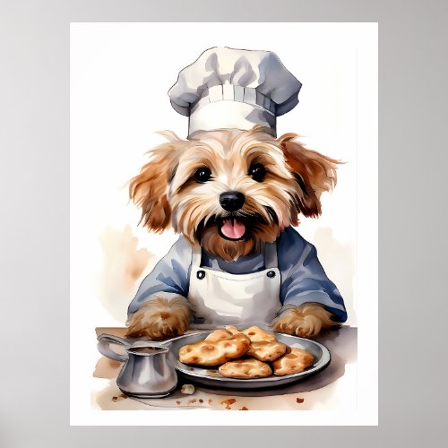 Bolognese Dog Baking Cookies in the Kitchen Poster