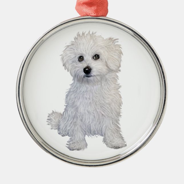 Bolognese Puppy Metal Ornament (Front)