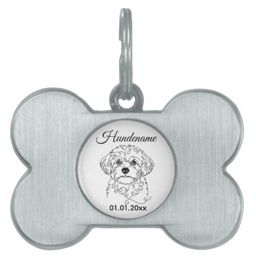 Bolonka Zwetna Line Art Personalized Tag