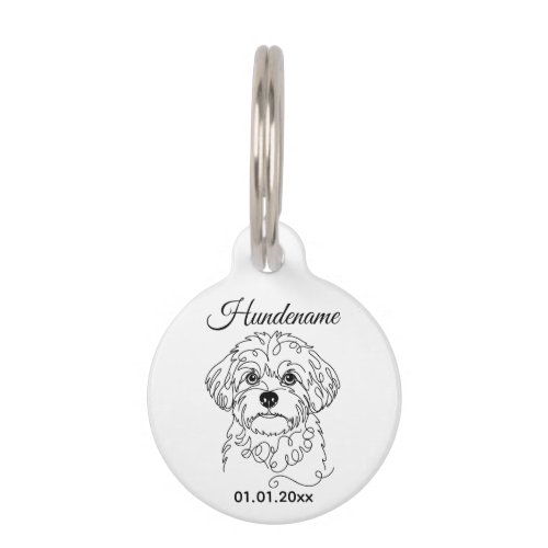 Bolonka Zwetna Line Art Personalized Tag