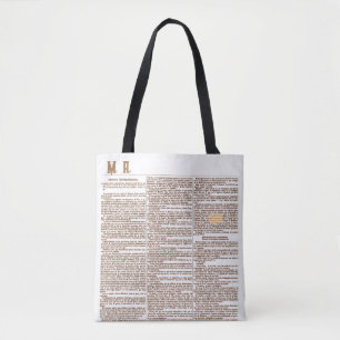 Bolsa con Monogram and Old Spanish Newspaper Page Tote Bag