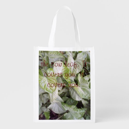 Bolsa de la compra reutilizable con hojas grocery bag