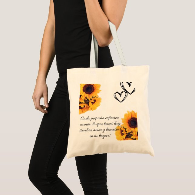 Bolso de tela reunión familiar con girasol tote bag (Front (Product))