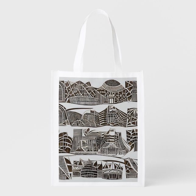 " Bolso The City: Urban Elegance Grocery Bag (Front)